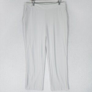 Maison D'amelie Pants Womens 12 Off White Gray High Rise Straight Leg Pull On